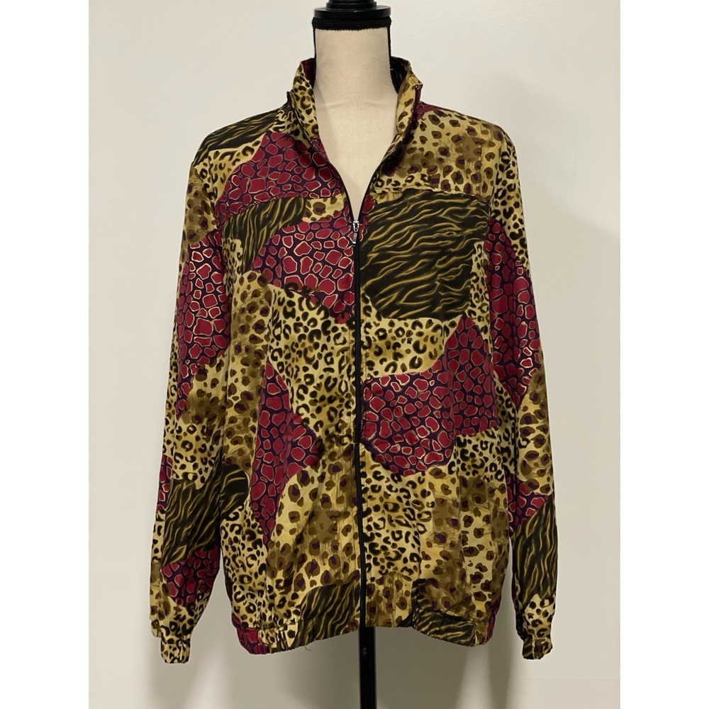 National Animal Print Lightweight Jacket Brown & Pink Plus Size 1X